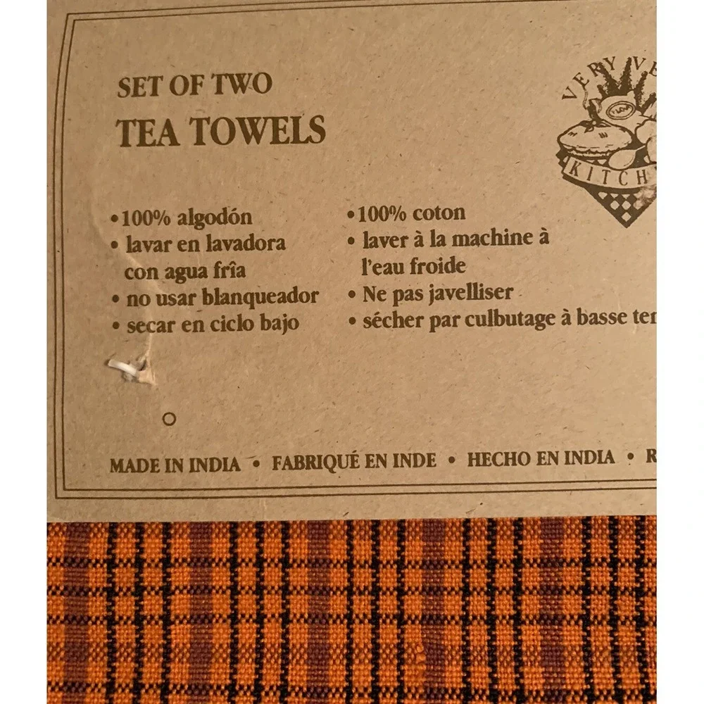 Folk Art Cat Pumpkin Halloween Tea Kitchen Towels Set of 2 NEW